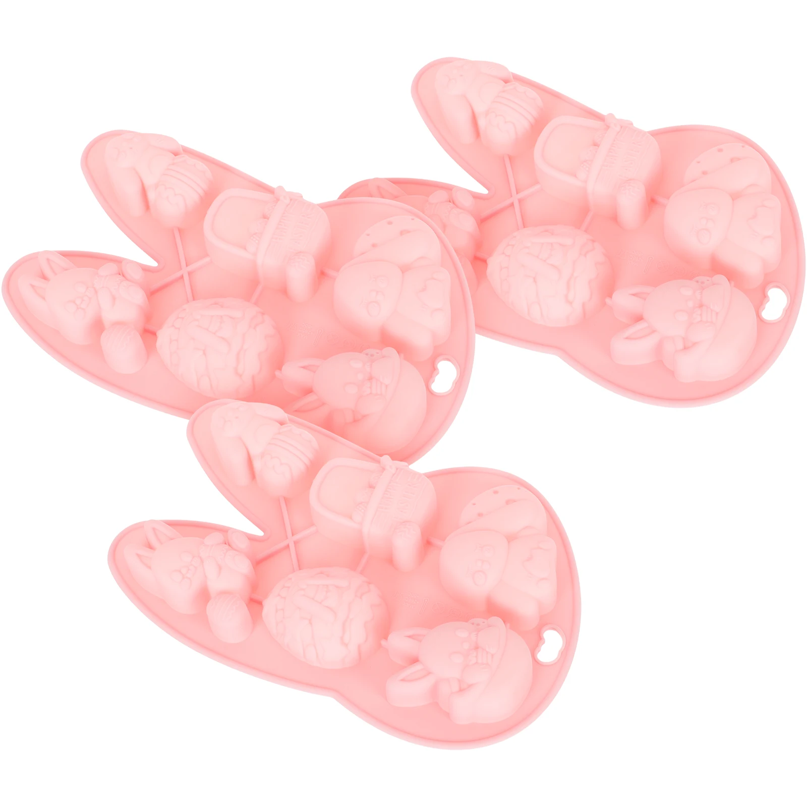 

3pcs Rabbit Head Silicone Mold Baking Mini Cake Pans Blue Easter Egg Gifts Comfort Grip DIY Practical Fun Shaped Cookies