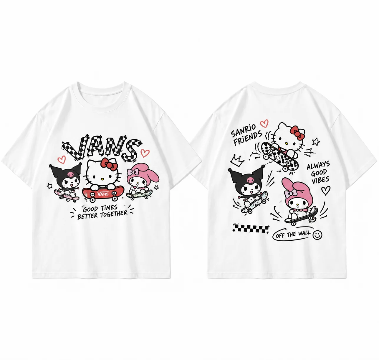 Unisex Men's Women's Sanrio Hello Kitty Pompompurin Cinnamoroll Graphic Print T Shirt White Kawaii Streetwear Short Sleeve Top