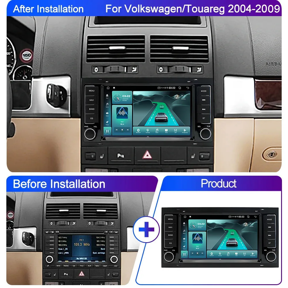 ICREATIVE Android 15 Car Radio For VW Touareg Transporter T5 2004-2011 WIFI BT Carplay Android Auto Multimedia Video Player 2din