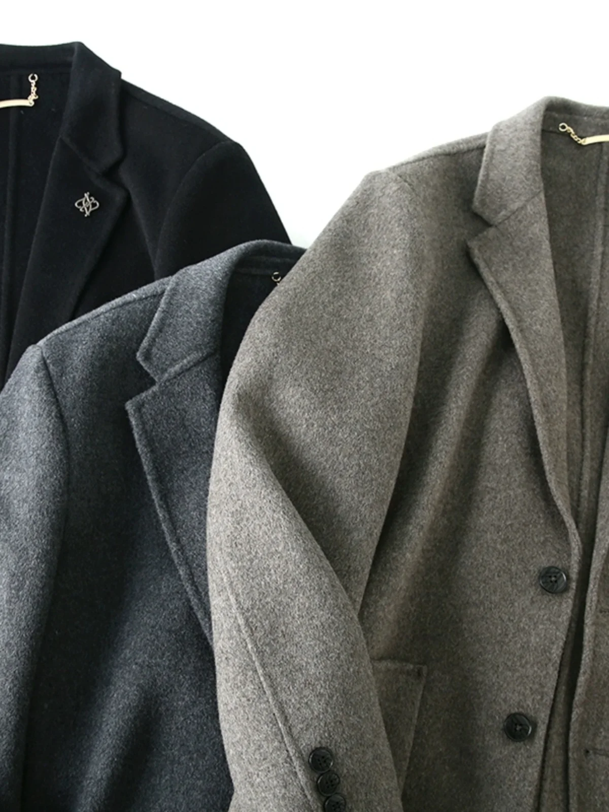 

High-End Luxury Men's Double-Faced Woolen Suit Jaet Autumn Winter Busin Casual Handmade Faion Urban Sle Long Sve