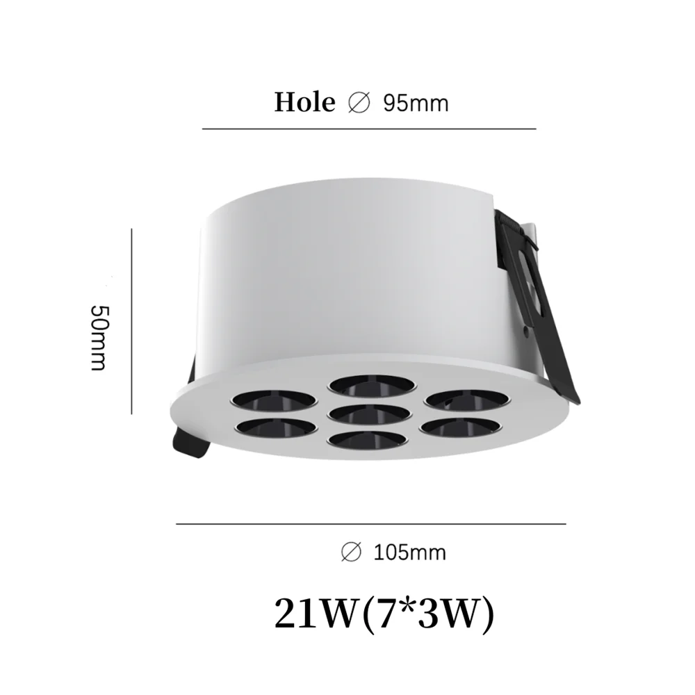 Imagem -03 - Luz de Teto Led Regulável Cob Spotlight Branco e Preto 12w 21w 110v 220v Adequado para Loja Loja Supermercados Sala de Estar Downlight