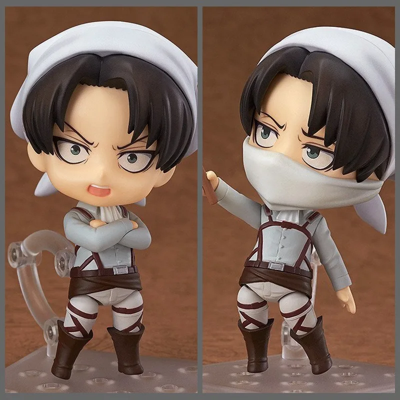 

New Attack on Titan Q version clay Soldier Commander Levi Sweep Ver movable face-changing figure model For Children's Gifts