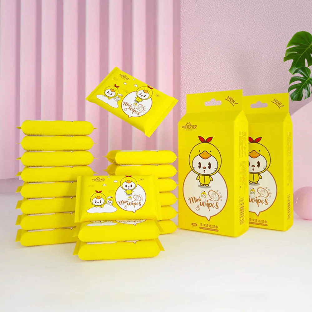 Toalhetes molhados fofos e macios para bebês, grande pacote, toalhetes descartáveis suaves para bebês, alta qualidade, limpeza de boca e mãos, mini toalhetes portáteis para bebês