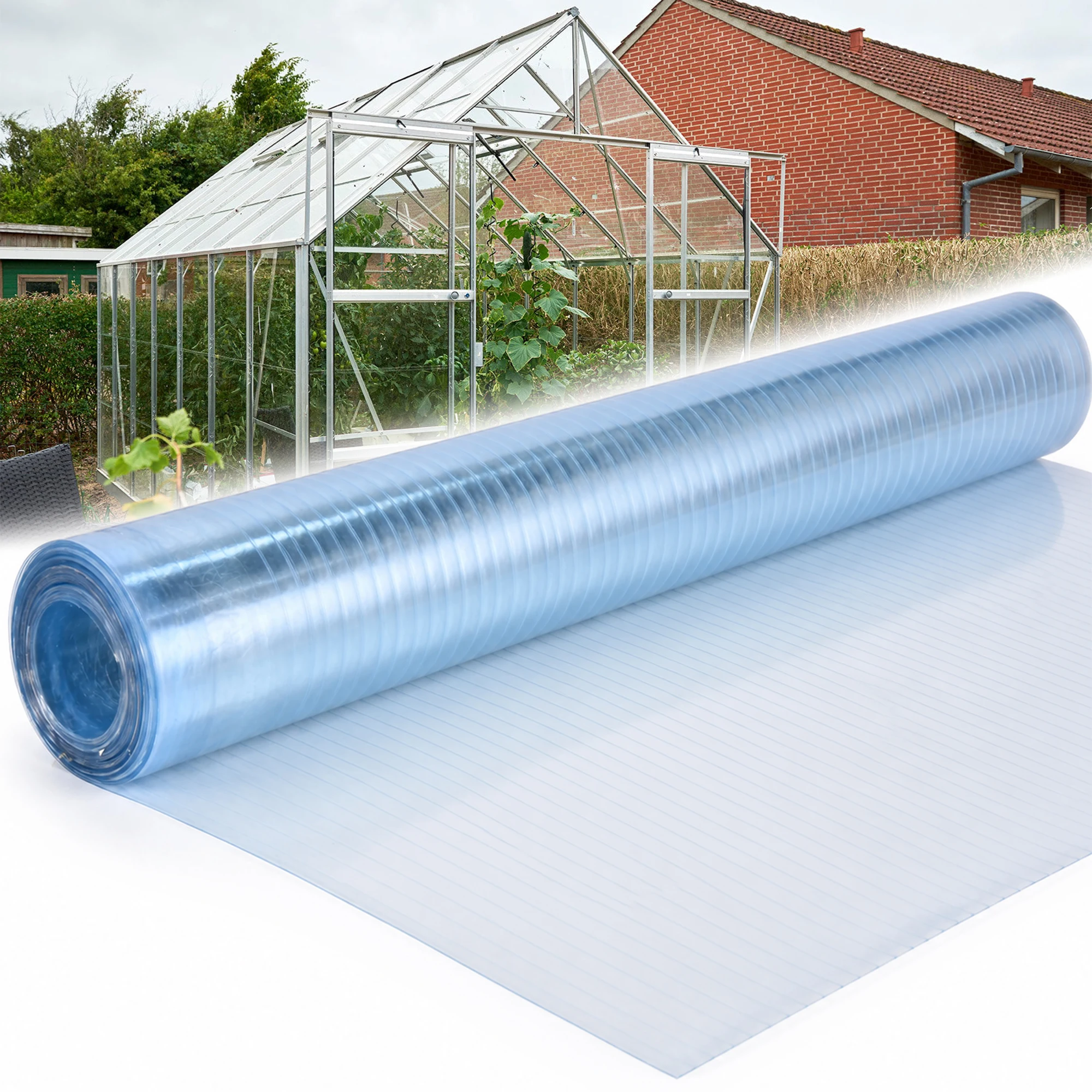 Polycarbonate Roof Panel Roll 3.28x65.62ft 0.8mm UV Resistant Rainproof Clear Plastic, for Canopy Pergola Sunroom Patio Awning Shed Balcony Greenhouse Farming