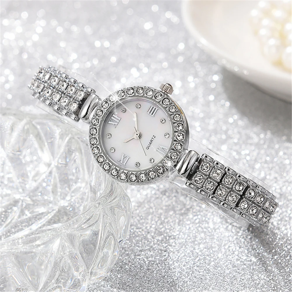 luxury rhinestone quartz women ladies steel bracelet watch