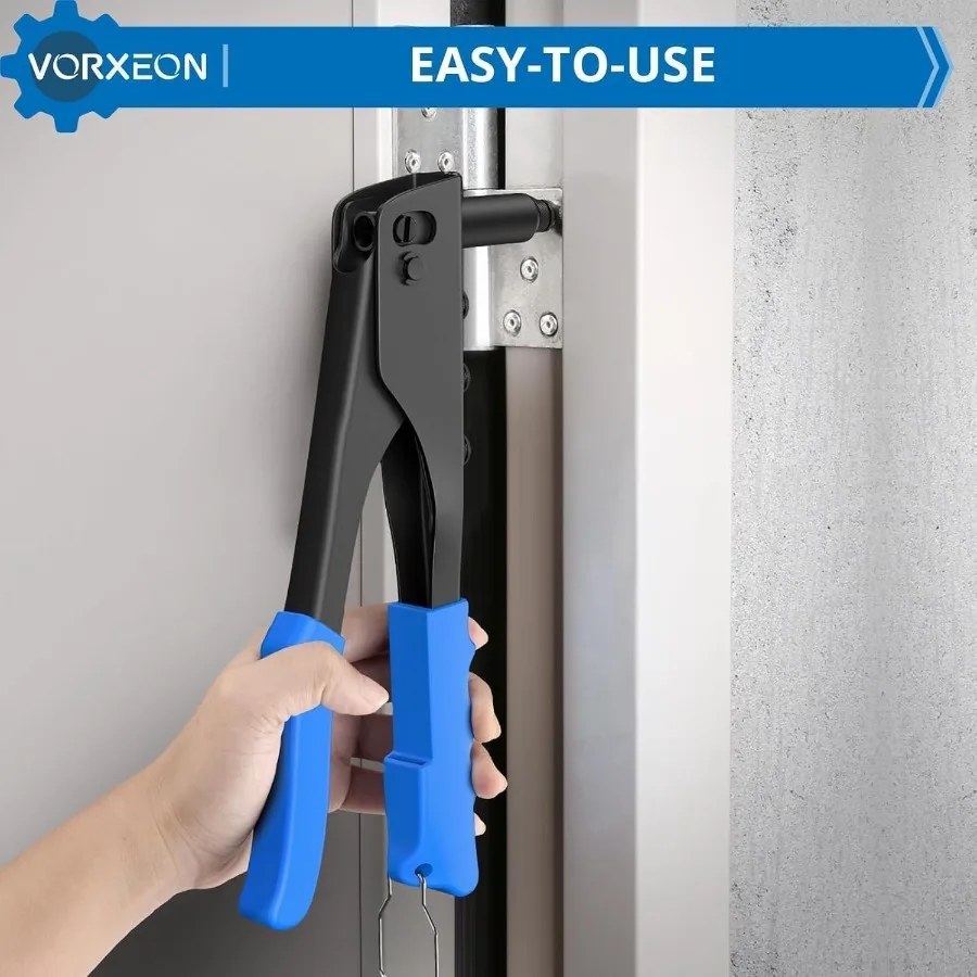 ヘビーデューティーハンドリベッターツールキット、プロ仕様ポップリベットガン、100個のリベットと4種類のノーズピース（サイズ3/32、1/8、5/32、3/16）付き