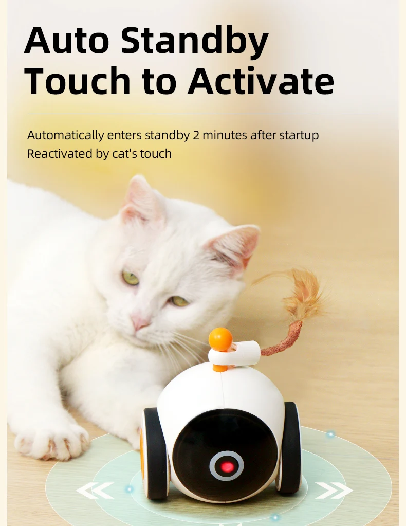 Automatic Interactive Cat Toy for Indoor Cats Intelligent Obstacle Avoidance Electric Mouse Car Teaser toy car for Kitten