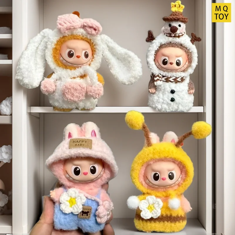 Vêtements de printemps rose pour Labubu 4.0, ensemble de costumes de lapin, bonhomme de neige et abeille, vêtements de poupée, accessoires floraux, vêtements cadeaux uniquement