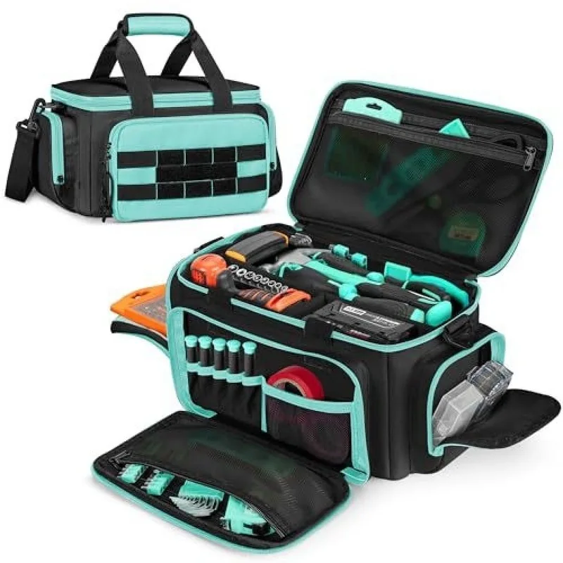 Large-Capacity Tool Bag with hardware Hooks, Scratch-Resistant and Wear-Resistant, Multifunctional Portable Zipper Bag