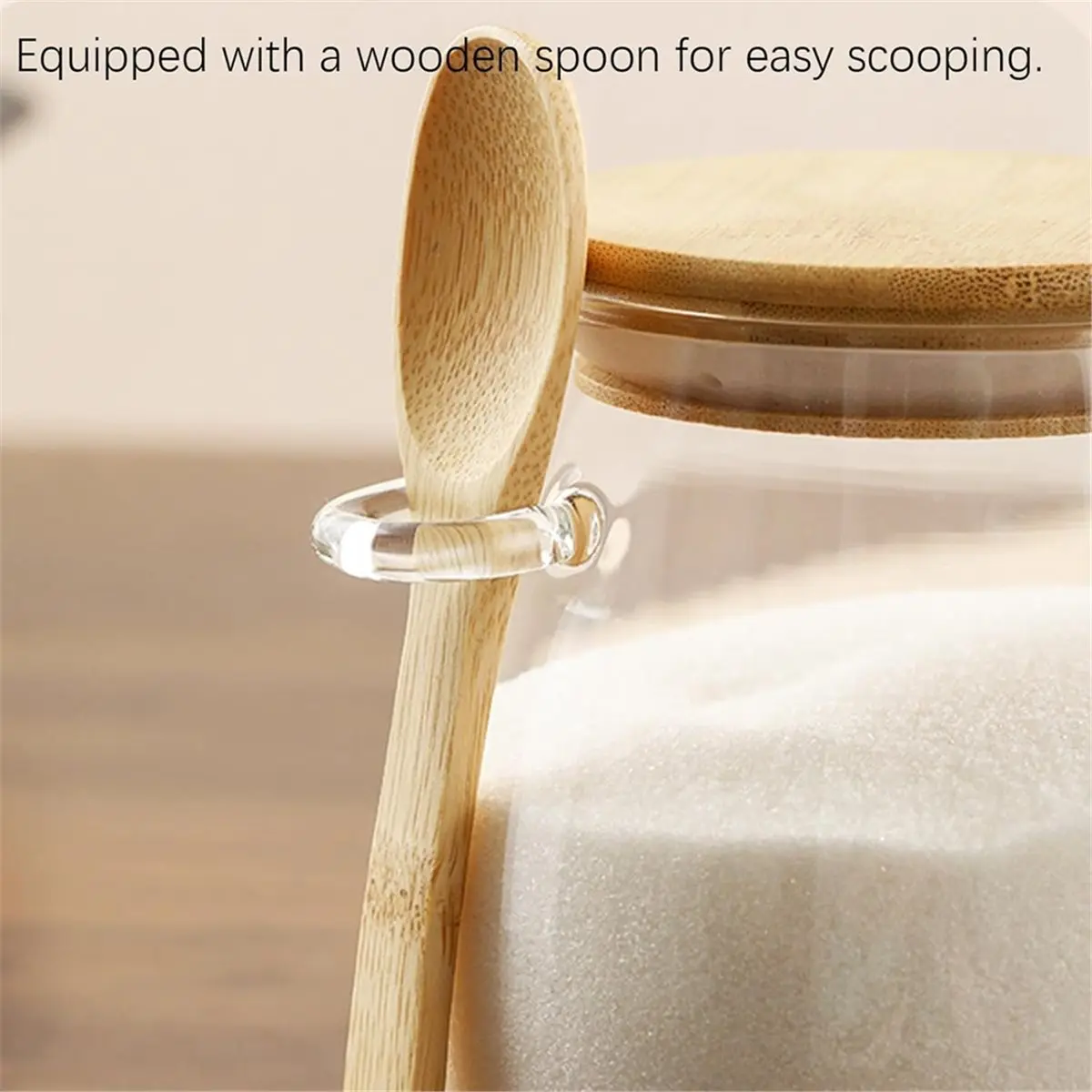 Sealed Glass Storage Jar with Bamboo Lid, Irtight Glass Jar Food Storage Container, for Coffee Beans, Tea Leaves 350ML