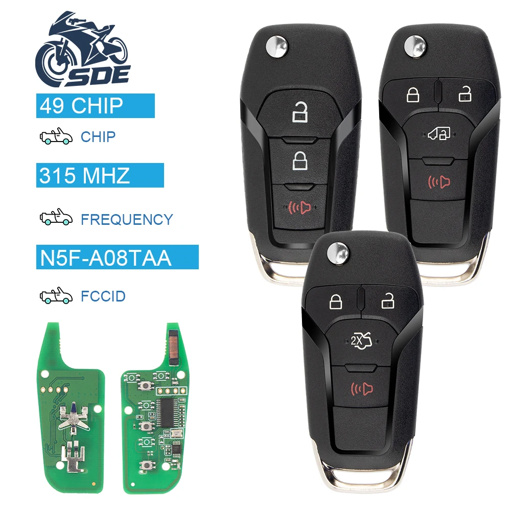 

SDE N5F-A08TAA ID49 чип 315 МГц автомобильный дистанционный ключ для Ford Escort Fusion F150/F250 2013-2016 Transit Connect 2019 + автоматический брелок