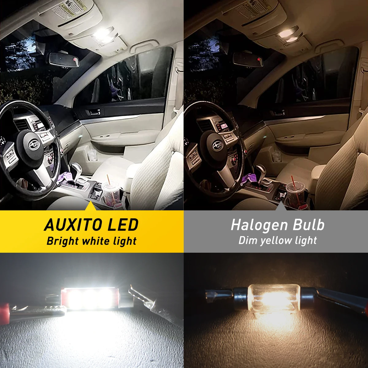 AUXITO 2Pcs 31mm C5W LED Car Interior Festoon Light Bulbs 12SMD Error Free Canbus 6000k White For Map Door Dome Lamp Mini Size