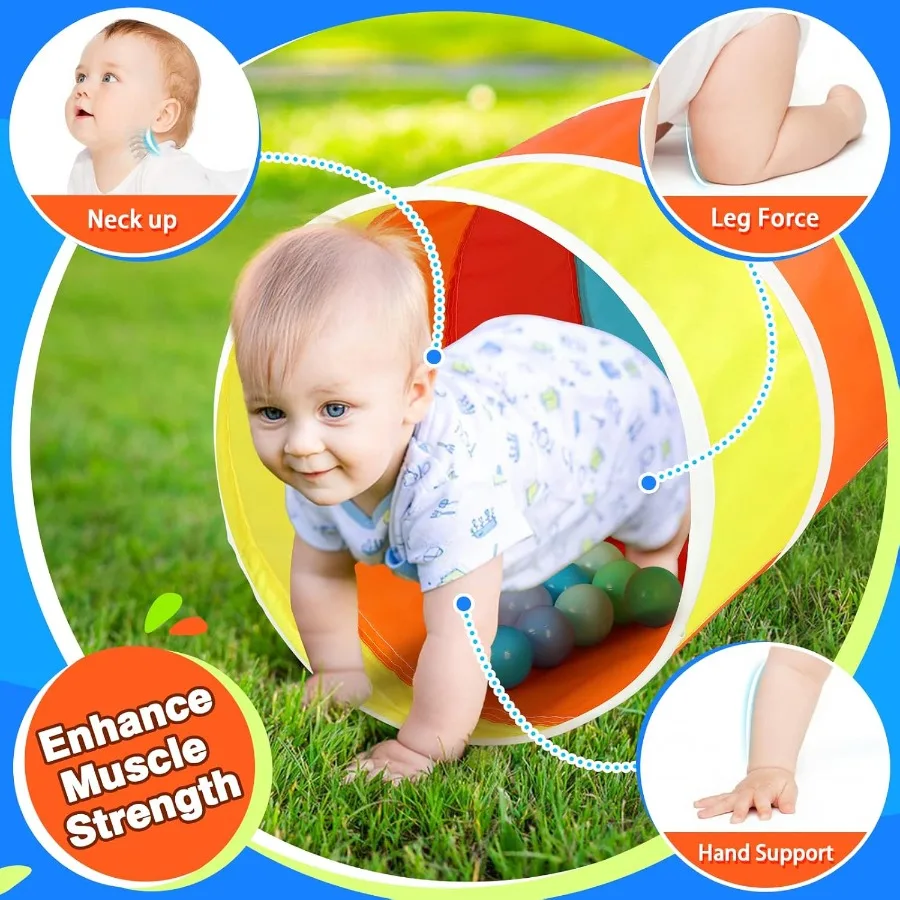 Kids Play Tunnel Tent for Toddlers, Colorful Pop Up Crawl Tunnel Toy for Baby or Pet with Breathable Mesh, Collapsible Gift for