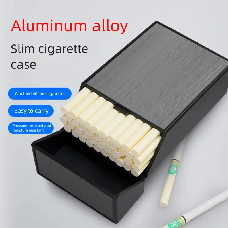 Large-capacity 40-pack Portable Thick, Medium and Thin Cigarette Box, Anti-pressure and Moisture-proof Press Flip Cigarette Box