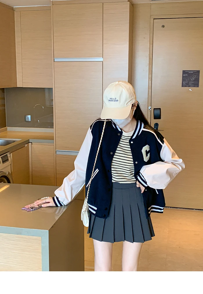 Chaquetas de béisbol coreanas para mujer 2025 lona multibolsillos a cuadros club nocturno montar adolescentes moda mangas a prueba de viento Sherpa trabajo