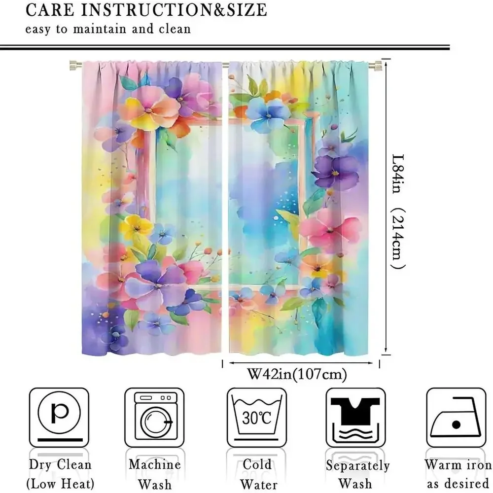Colorful Blackout Curtains for Bedroom or Living Room, 2 Panels, 84x84 Inches