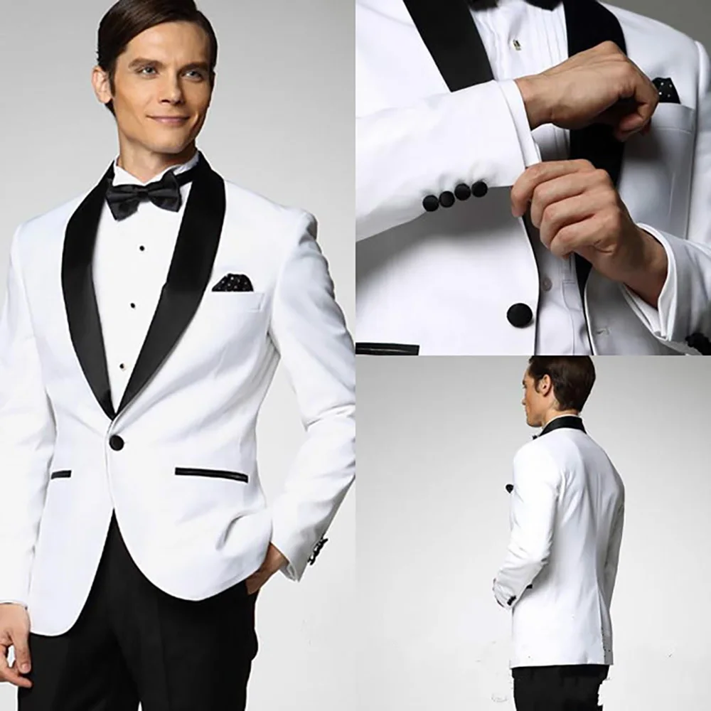 

Men's Suits Terno Blazer Wedding Groom Two Piece Formal Occasion Prom White Coat Fashion Jacket Pants Hombre Slim Fit 2024