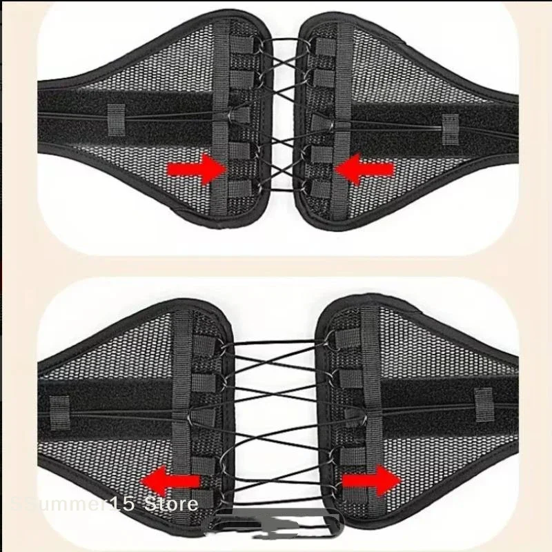 【R】Adjustable Lace Up Lumbar Support Belt Breathable Mesh Waist Brace For Back Pain Relief And Posture Correction