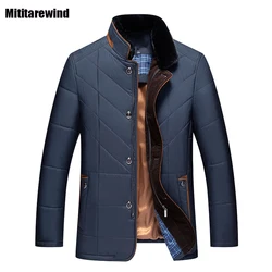 Chaquetas de invierno para hombres de mediana edad, abrigo de marca, Parkas cortas de negocios, Cuello de piel sólida, chaqueta acolchada de algodón, mantiene el calor, moda