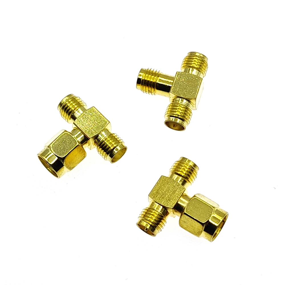 2pcs/lot SMA Splitter Connector SMA/RP-SMA Male to Dual SMA/RP-SMA Female Triple Tee Adapter SMA Connector 3 Way