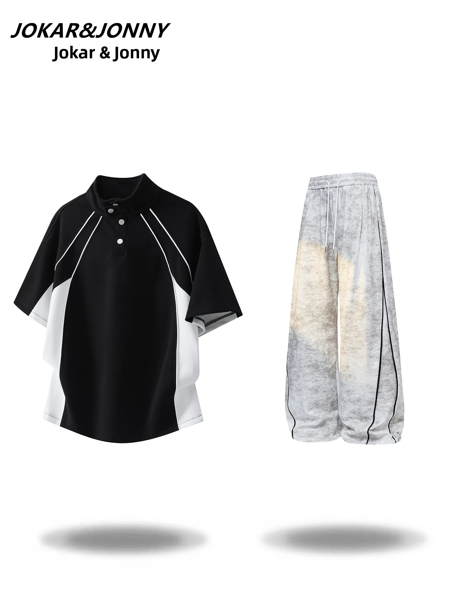 Conjunto de Camiseta de Manga Curta com Listras Americanas e Calças Casuais para Homens, Verão, Conjunto de Duas Peças em Pol...