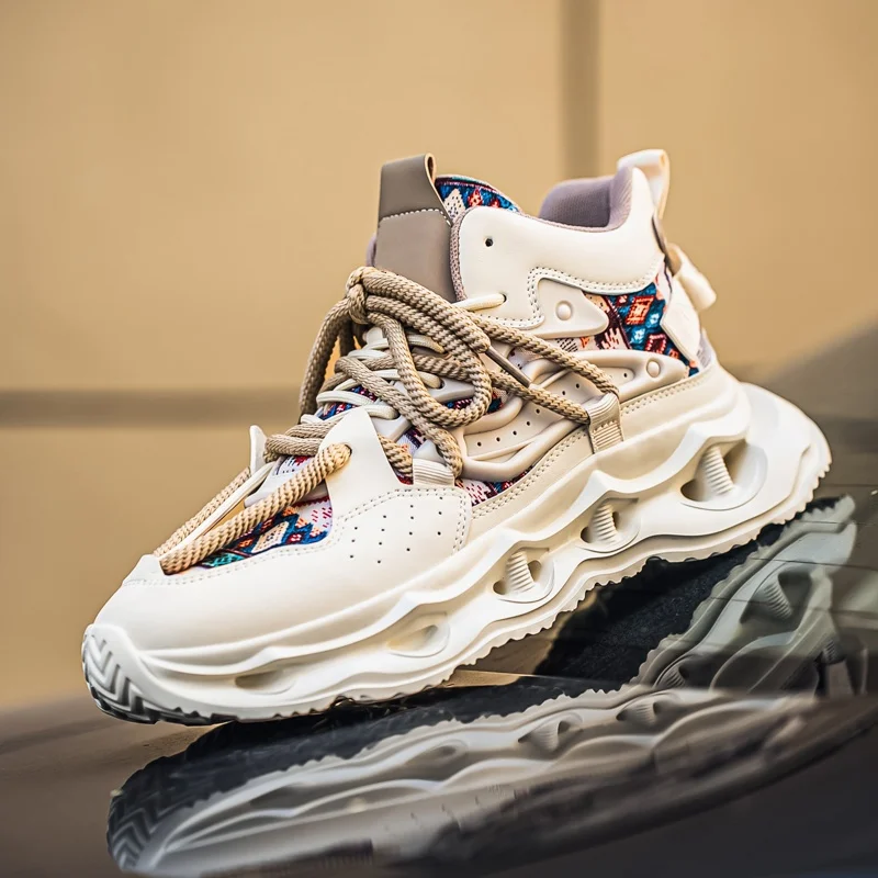 

2025 Autumn New Trend Fashionable Thick Sole Versatile Comfortable Casual Sports Outdoor High Top Breathable Men's Shoes