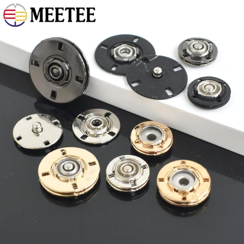 10sets Meetee 10-25mm Metal Snap Buttons for Female Coat Bag Invisible Buckle DIY Clothing Snaps Fastener Sewing Accessory D1-1