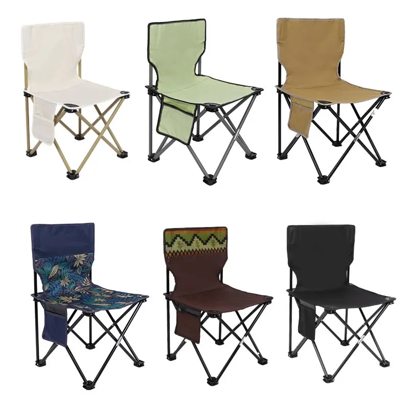 Silla plegable portátil para exteriores con respaldo, taburete ligero para acampar, pescar, picnic, playa, viajes