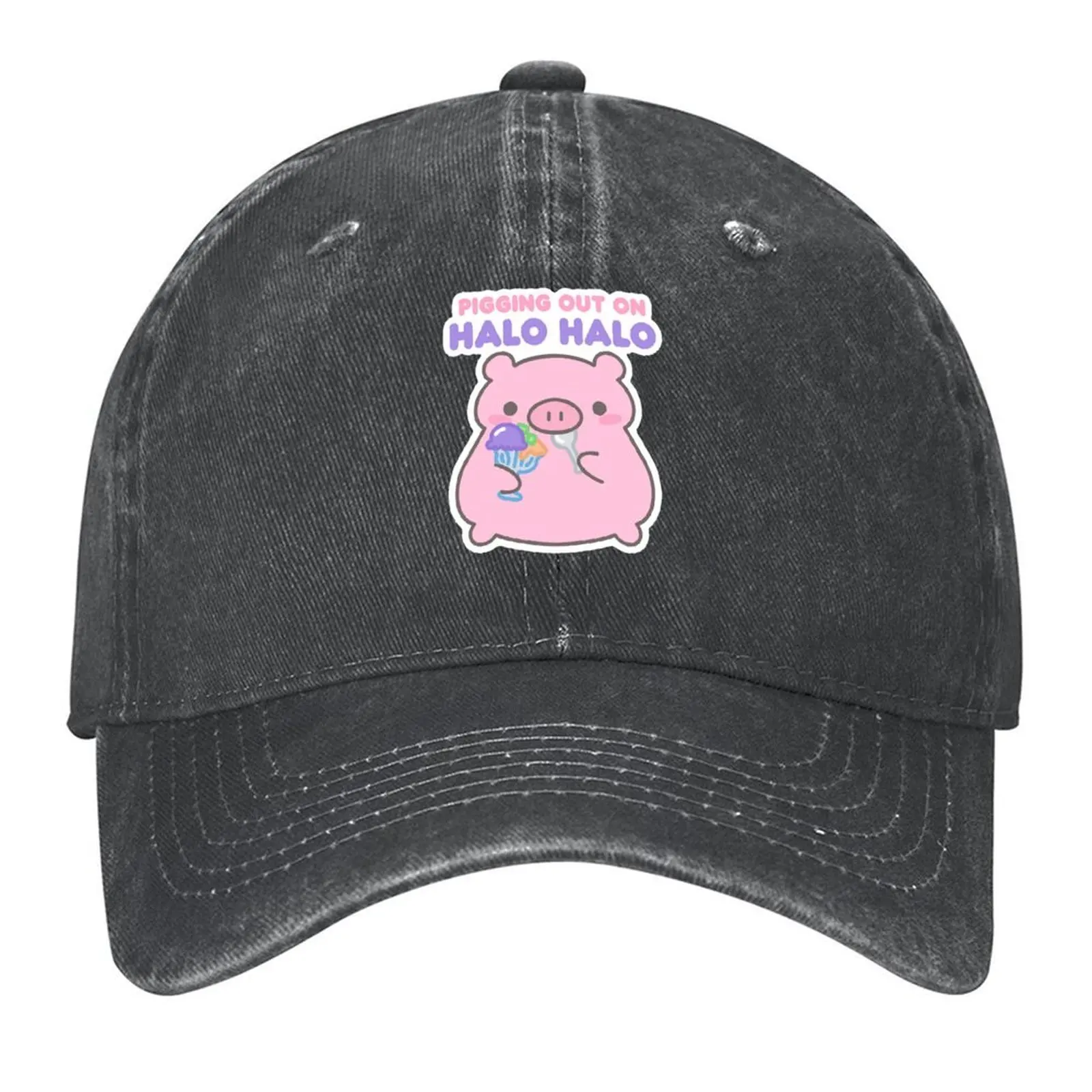 

Cute Pig Eating Halo-Halo Baseball Cap party Hat Anime Hat Hip Hop beach hat For Girls Men's