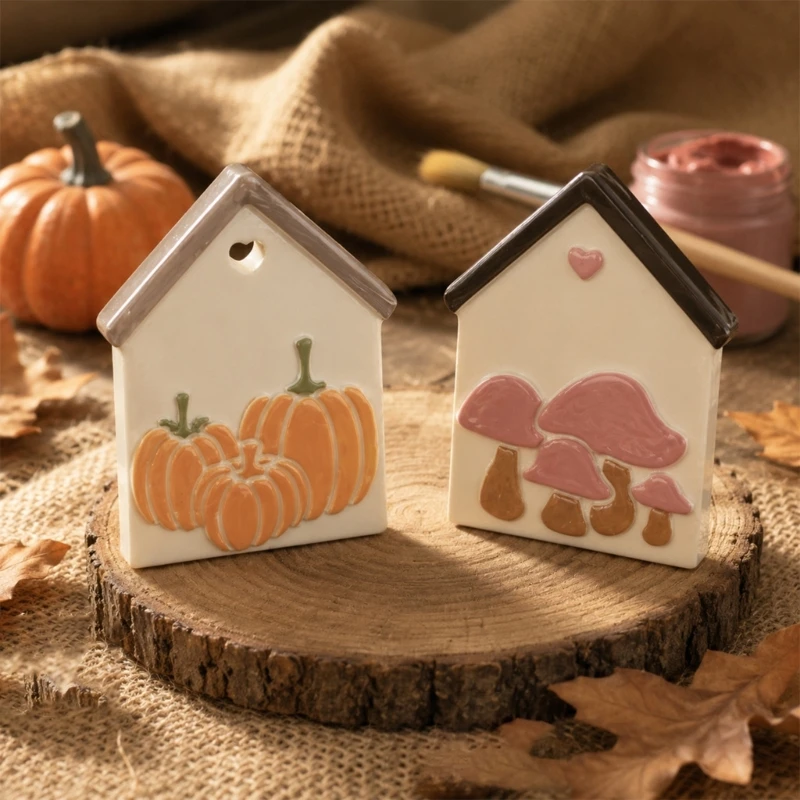 E0BF Reusable Silicone Mold For Artistic Creations Pumpkin Mushroom House Mold Perfect For Halloween Decors And DIY Projects
