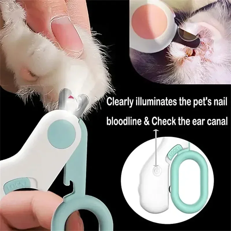 Cat Nail Clipper Cutter with LED Light Dog Cat Claw Trimmer with Safety Lock Pet Puppy Kitten Cleaning Grooming Supplies