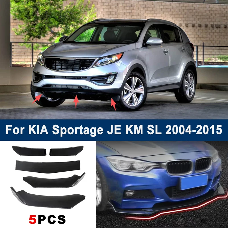 For KIA Sportage JE KM SL 2004-2015 model, adjustable 5PCS front bumper lip spoiler protection decorative kit, car body kit