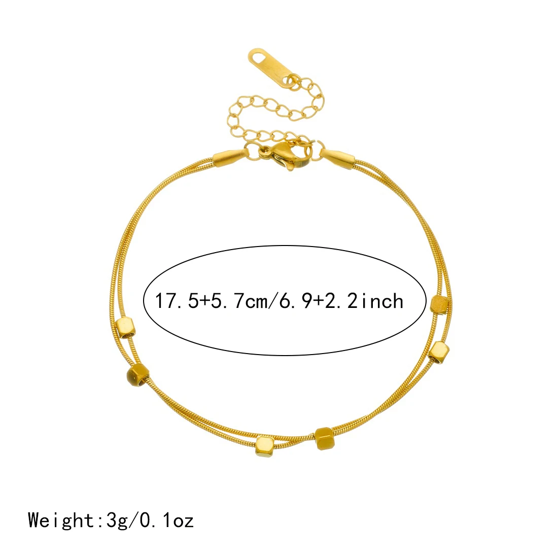 MEYRROYU 316L Stainless Steel Golden Classic Multiple Squares Double layer Rope Chain Bracelet Lady New Non-fading Jewelry