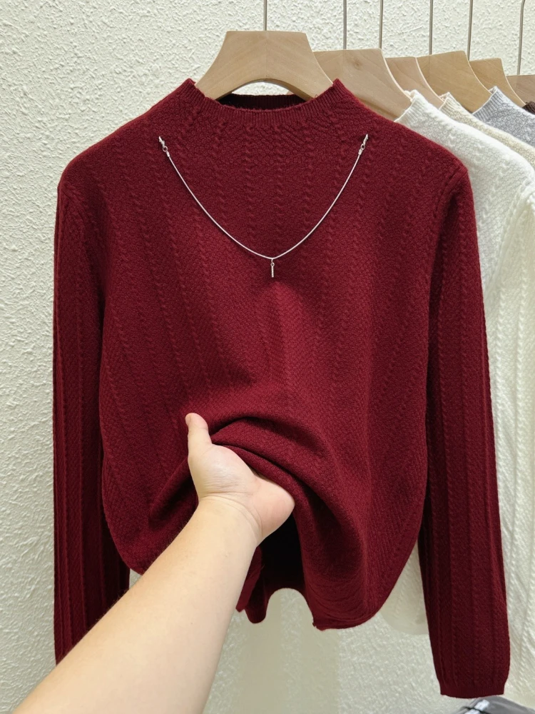 เสื้อสเวตเตอร์คอเต่าผู้หญิงแฟชั่นฤดูใบไม้ร่วงฤดูหนาว 2025 ทรงเข้ารูป แขนยาว สไตล์เกาหลี เรียบง่าย สีพื้น ใช้เป็นเสื้อตัวใน