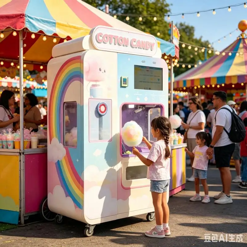 Automatic Cotton Candy Vending Machine Commercial Smart Candy Floss Maker Custom Design For Mall Store Event Business