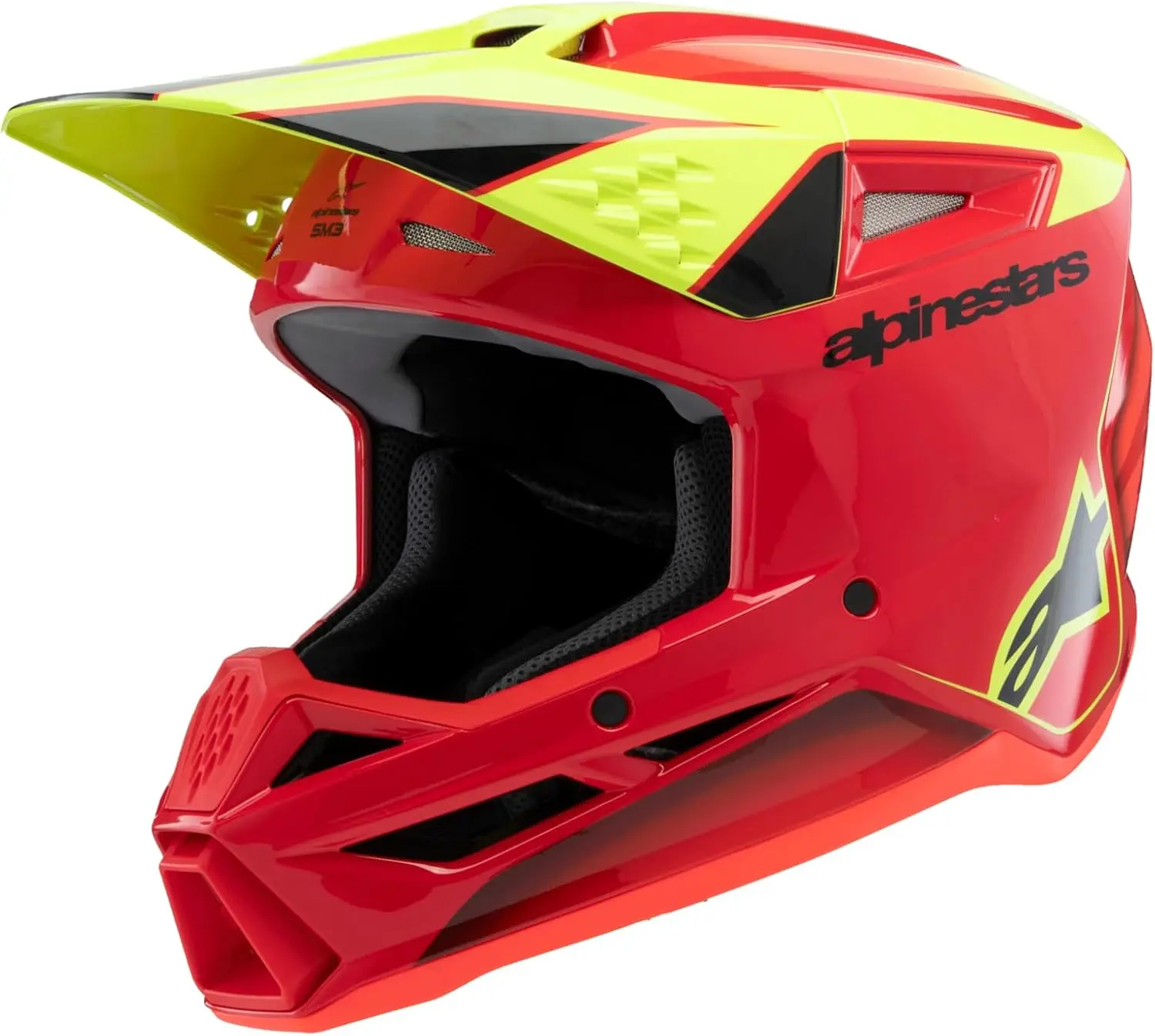 

S-M3 Youth Moto Helmet (Red/Yellow Fluo/Black Glossy, Youth Small)