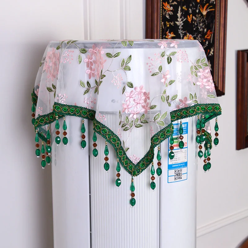 New Embroidery Bedside Table Cover Cloth Lace Light Luxury Square Tablecloth Dust Cover Refrigerator Washing Machine Dust Cover