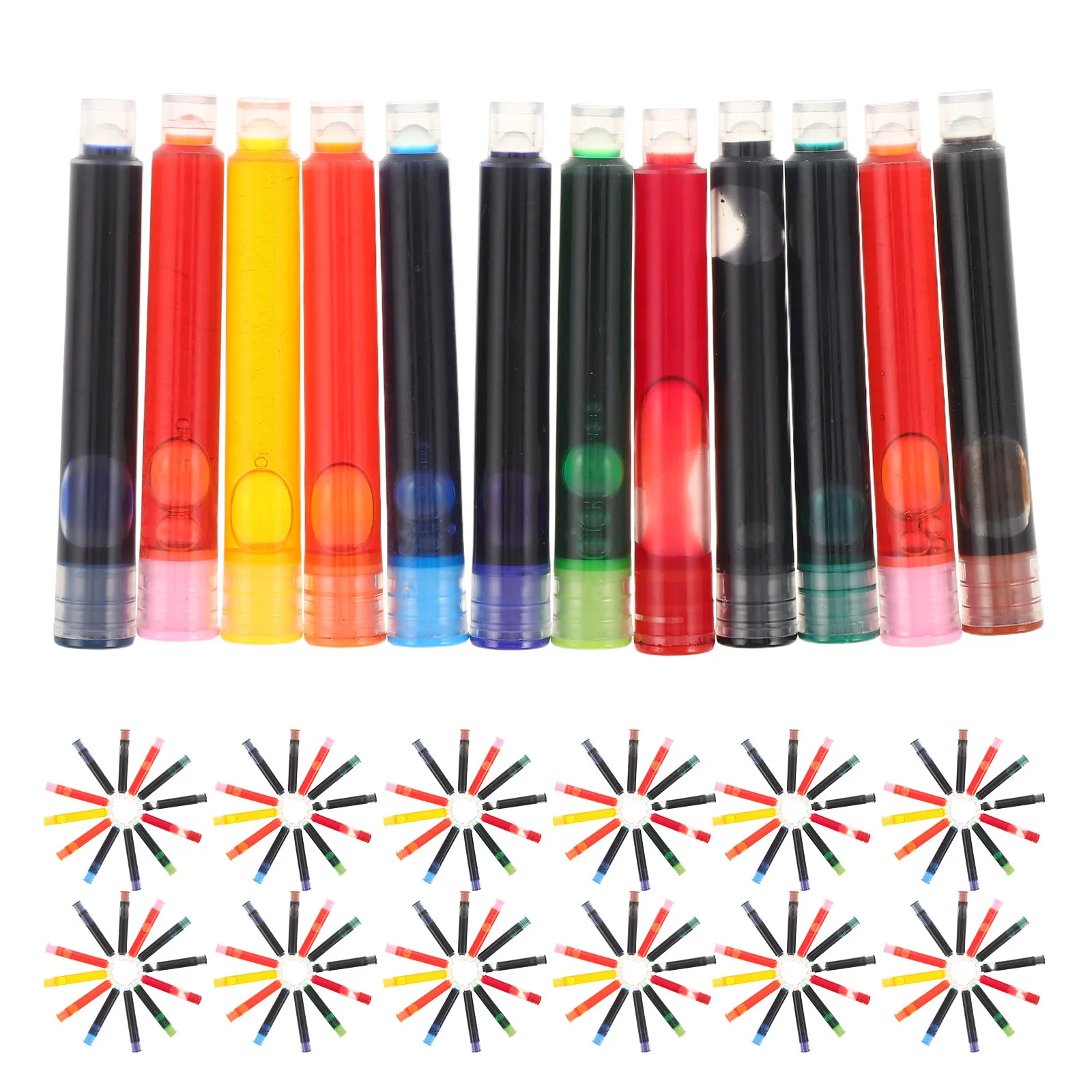 

240Pcs Fountain Pen Ink Cartridges 3.4mm 12 Colors Refillable Smooth Flow Compatible with Student Office School Fountain Pens