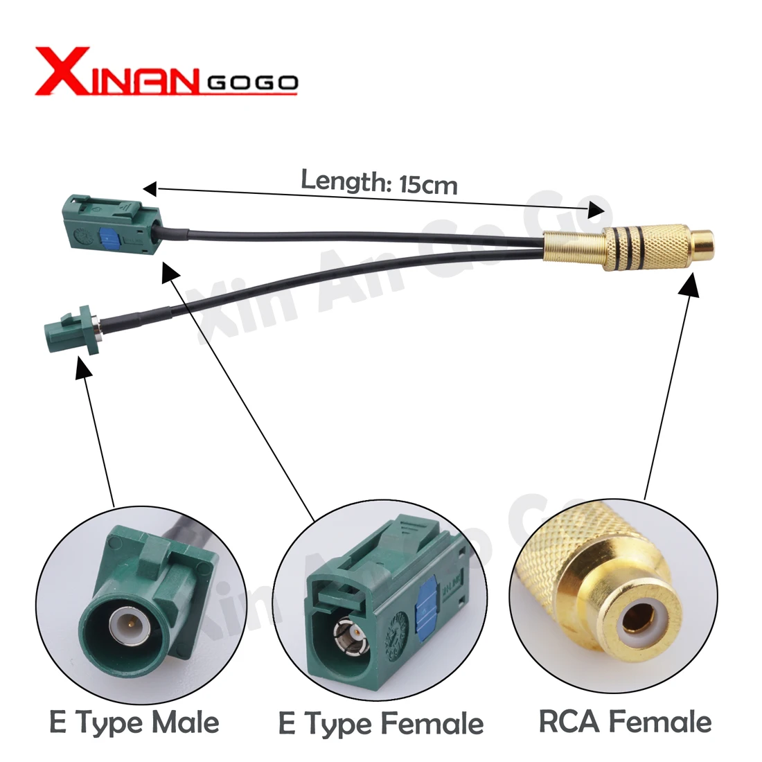 1pcs RF Connector RCA female JACK to Y Fakra SMB E 5021 male female Adapter RG174 Splitter Combiner cable 15cm