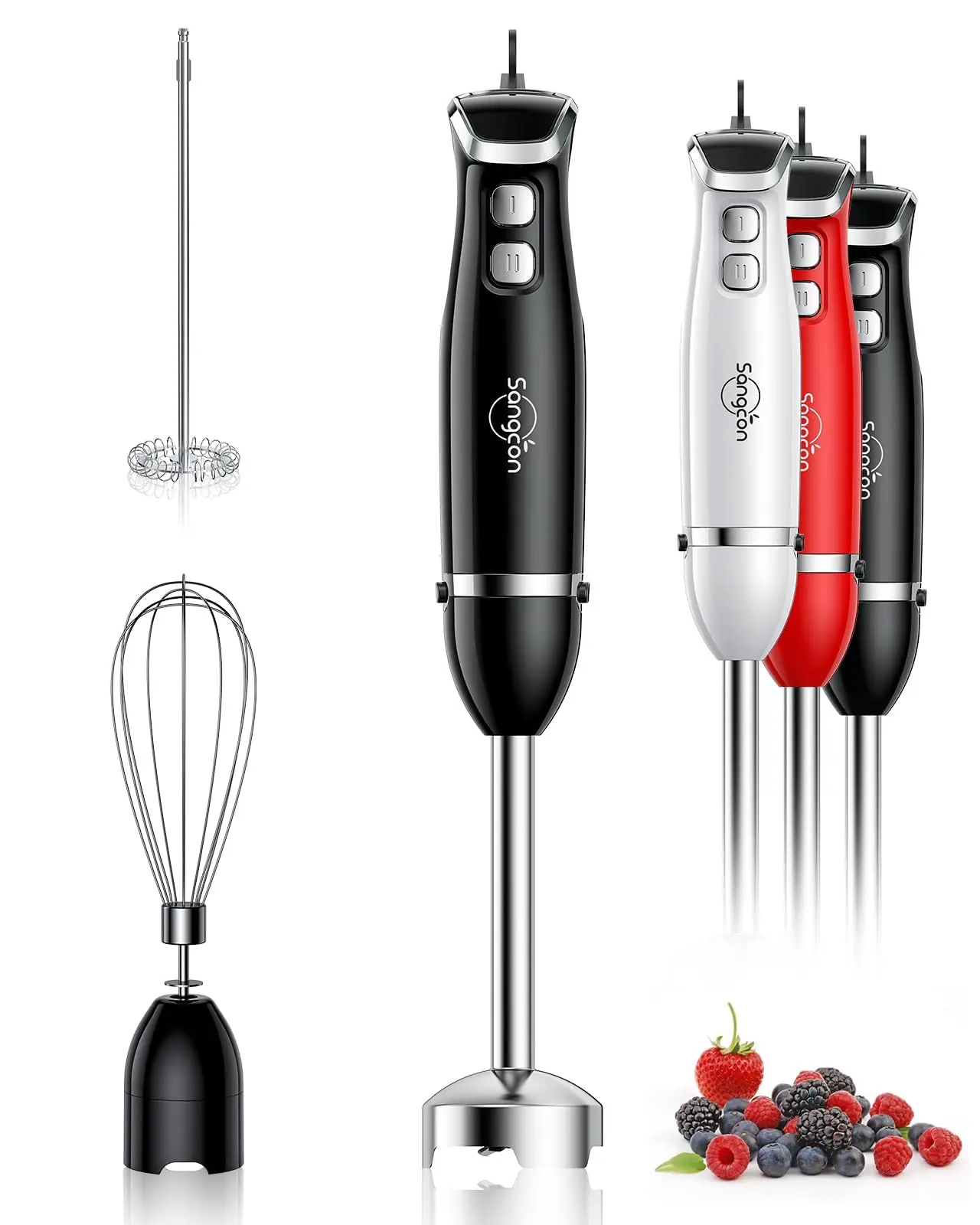 

Immersion Blender Handheld, 3-in-1 Hand Blender Electric, 400W Handheld Blender, Stainless Steel Blade Stick Blender with Whisk