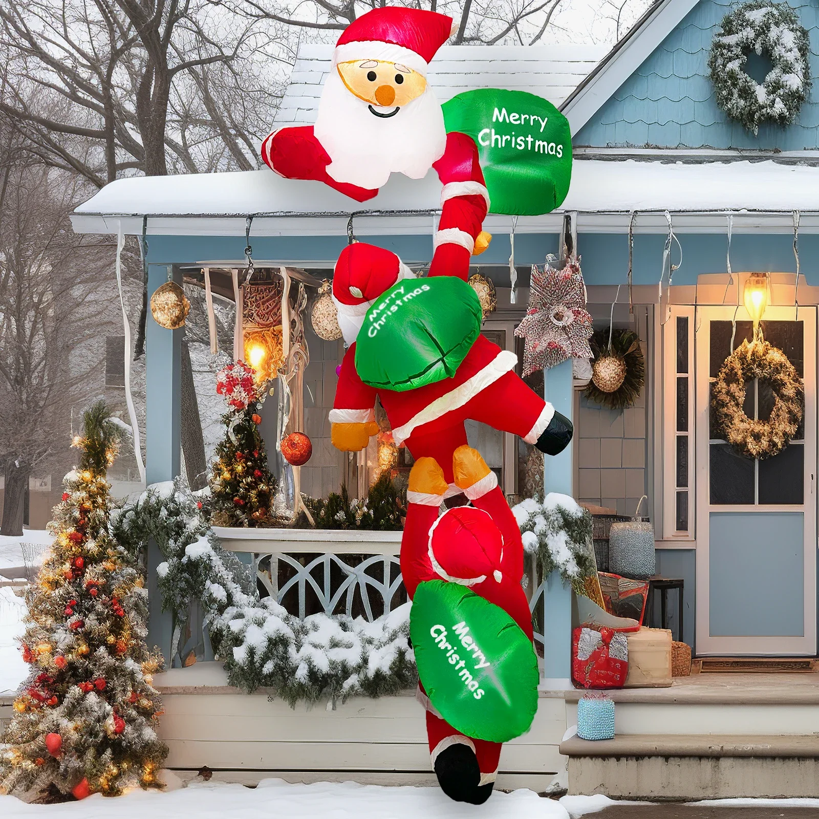 

Christmas Climbing Santa Claus Inflatable with LED Lights Christmas Blow Up Yard Decorations for Outdoor Christmas Garden Decor