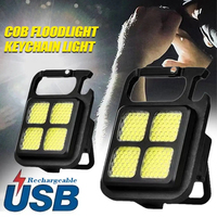 Mini LED Keychain Flashlight USB Rechargeable Waterproof  Work Torch Multifunctional Portable COB 180 ° Rotation Camping Lantern