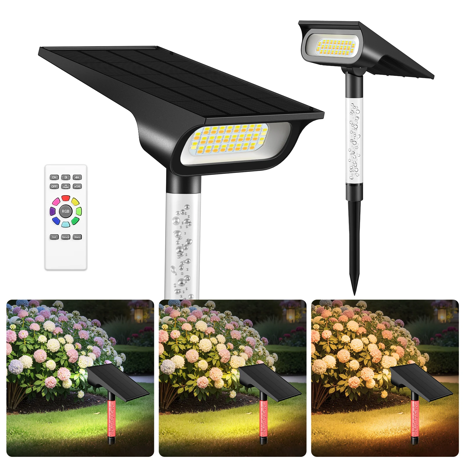 Lampes solaires extérieures Intel amp Top Brand, lot de 2, 3 modes de couleur, étanches IP65, pour jardin, allée, cour, maison, terrasse, garage, allée de voiture, arbre