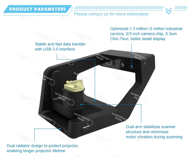 CADCAM Digital Benchtop Laboratory Scanner 3D with Software