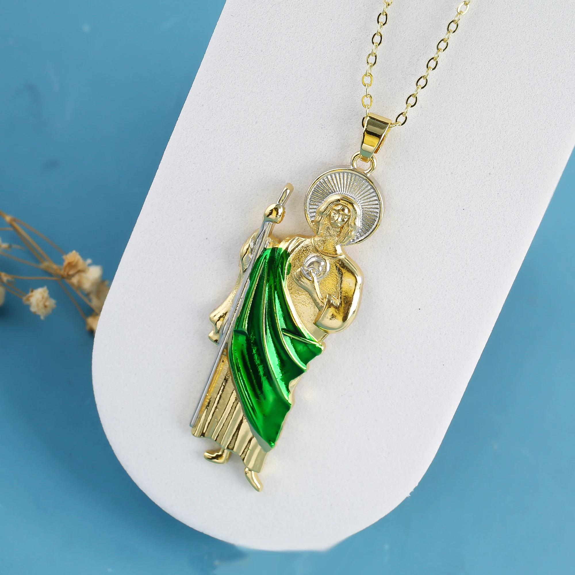 Classic Simple San Judas Tadeo Pendant 14k Gold-plated Men\'s and Women\'s Necklace for Religious Daily Party Jewelry Gift Choice