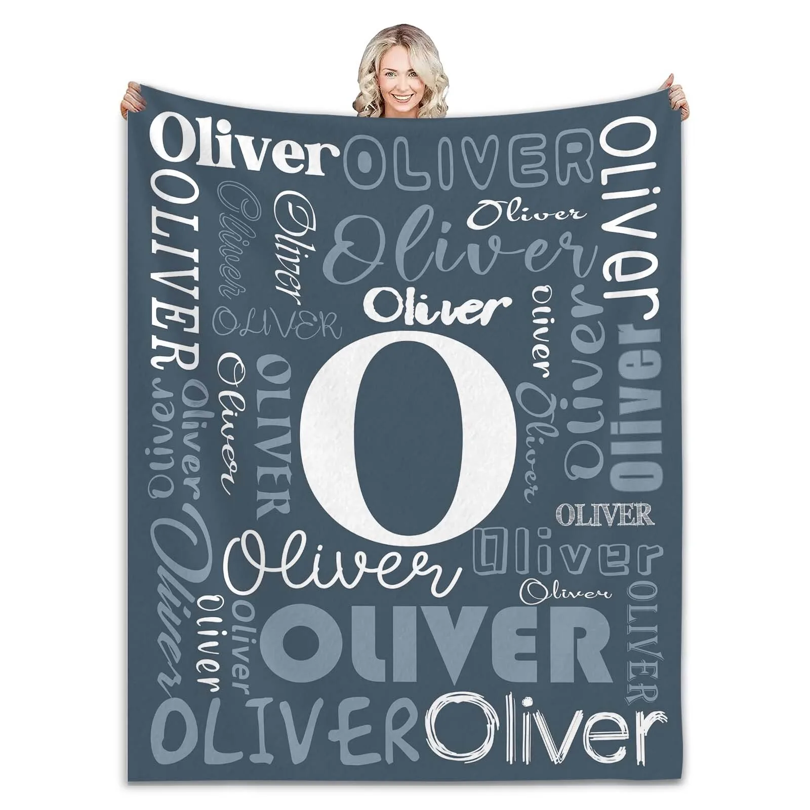 Personalized Name Flannel Blanket 2024 New Customized Blanket Soft for Kids and Adults Letter Monochrome Fleece Birthday Gift