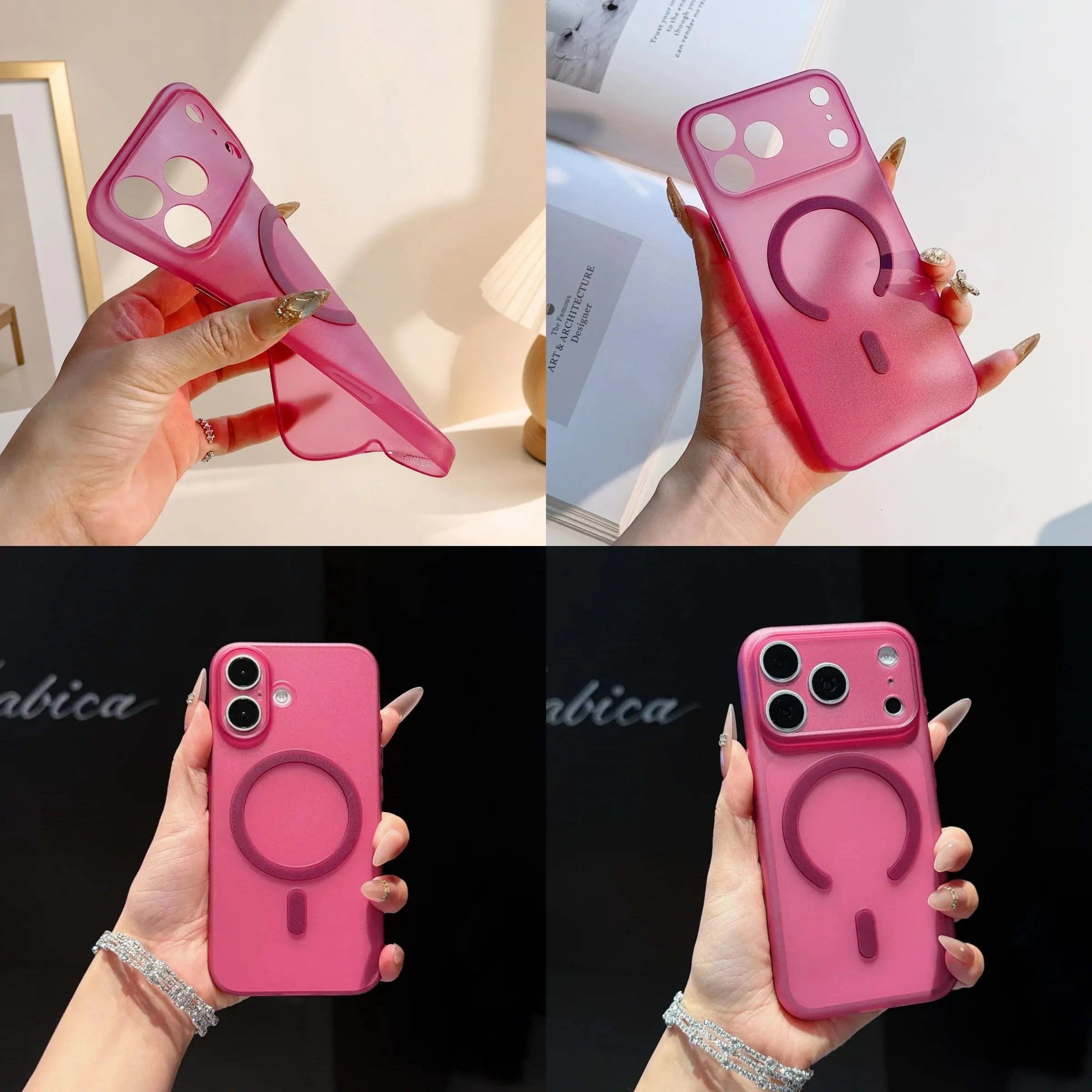Slim Matte Clear Soft TPU Metal Button Case For iPhone 18 17 Air 16 15 14 13 12 Pro Max Plus For Magsafe Magnetic Charge Cover