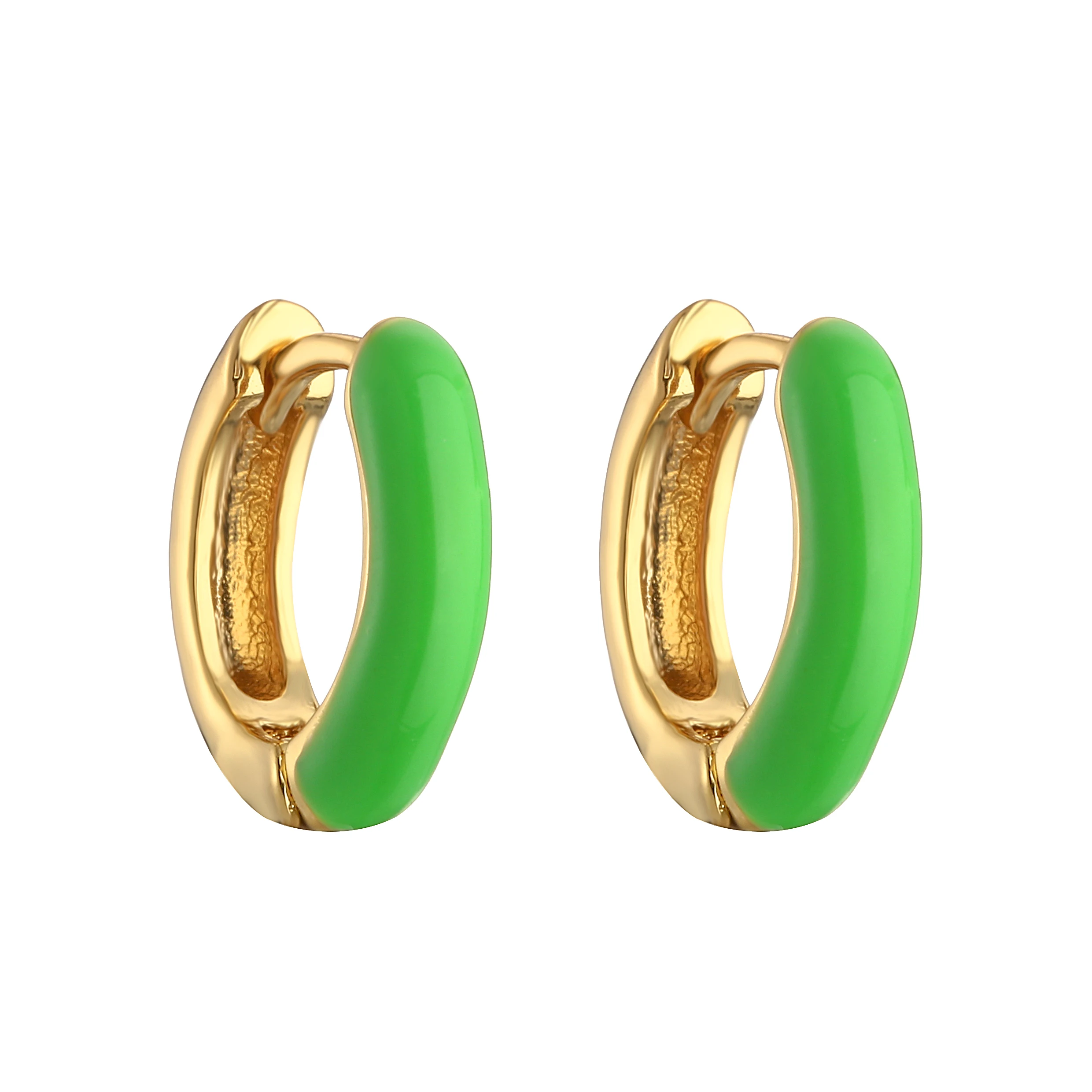 HECHENG,Purple/pink/blue Color Enamel Small Hoop Earrings  Round Circle Huggie Earrings for Women Fashion Jewelry Wholesale