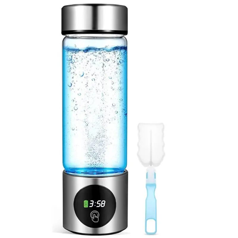 B51CNEW! Portable Hydrogen Water Generator Bottle SPE+PEM Dual Chamber Lonizer + PPB&Time Display Electrolytic Hydrogen Water