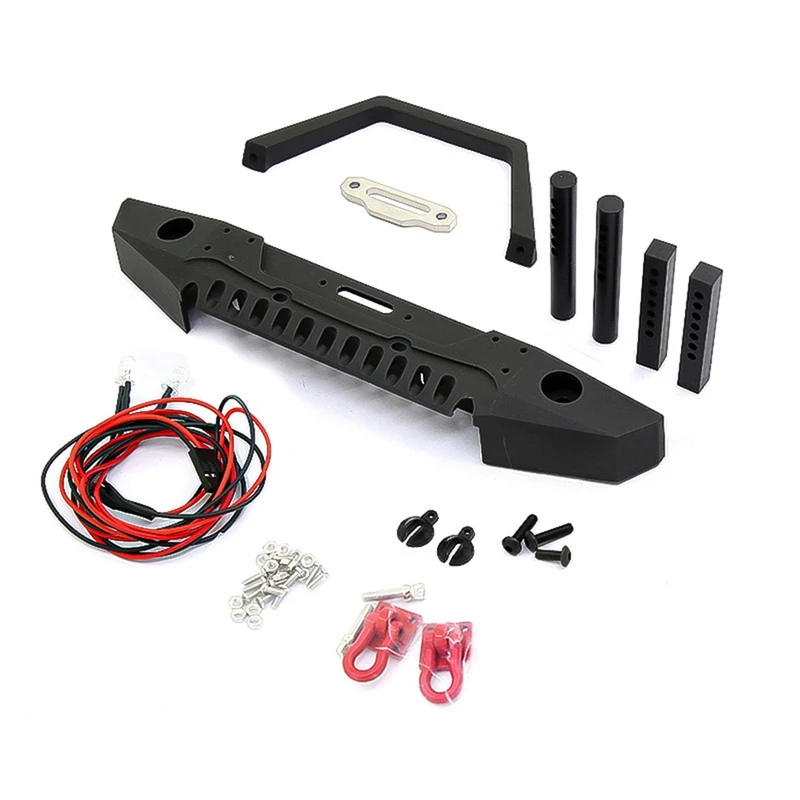 Metal Front Bumper with Led Lights for 1/10 RC Crawler Car Axial SCX10 II 90046 TRAXXAS TRX-4 TRX4